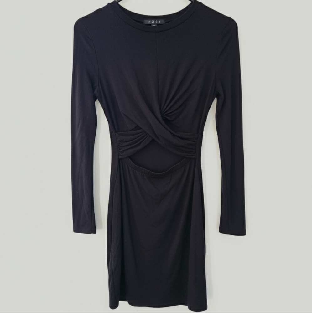 FORE Black Cutout Mini Dress Bodycon Cocktail Party Size S Made In The USA